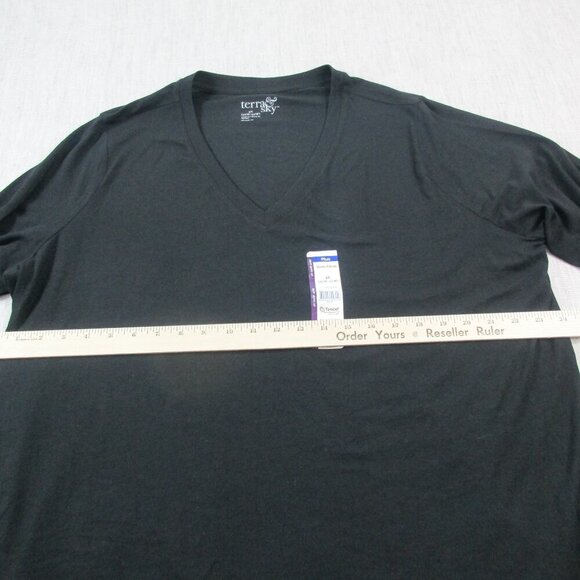 Terra & Sky Sweater Womens 2X Black Stretch Semi Fit V-Neck Long Sleeve Pullover - Picture 10 of 11